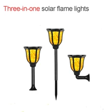 Три-в-одном Солнечный пламенный светильник факел пламя светильник s 96 светодиодов водонепроницаемый Солнечный пламенный светильник эффект качающийся реалистичный фонарь для танцев