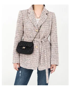 

Ins style small fragrance woolen coat fashion single breasted temperament coat Korean thickened Plaid Blazer