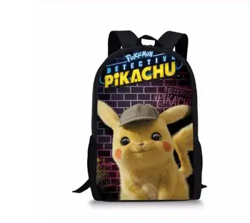 

Children's Backpack Detective Pickachu Students School Bags Kawaii Pokemon Pattern Teenagers Book-Bag Mochila Travel Bag