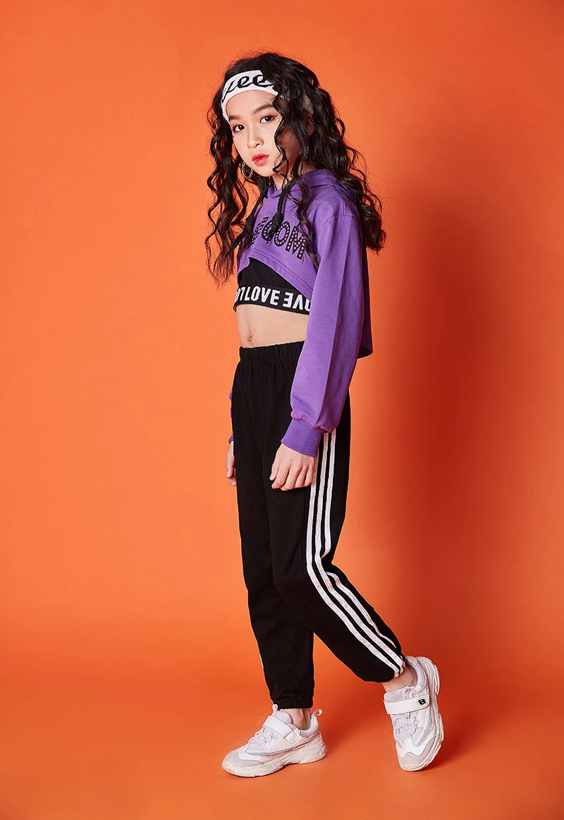 Summer girls clothes set Long Sleeve 2019 8 10 12 14 16 Years jazz dance costumes for kids hip hop hoodie top costume kids Girls (4)