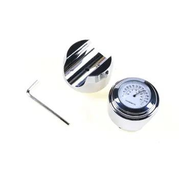 

Thermometer + Clock 7/8" 1" Handlebar Chrome Dial Clock Temp Thermometer For Cruiser Chopper Bobber