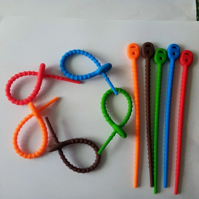 

10PCS Explosion-proof silicone cable tie multi-function sealing beam rope food bag tether outdoor household finishing strap