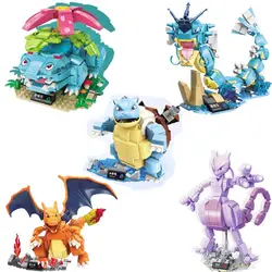 Ensemble de blocs de construction créatifs Pikachu Anime Pokemon, nouveaux jouets, Venusaur Blastoise Charizard Gyarados Mewtwo, cadeaux pour enfants 