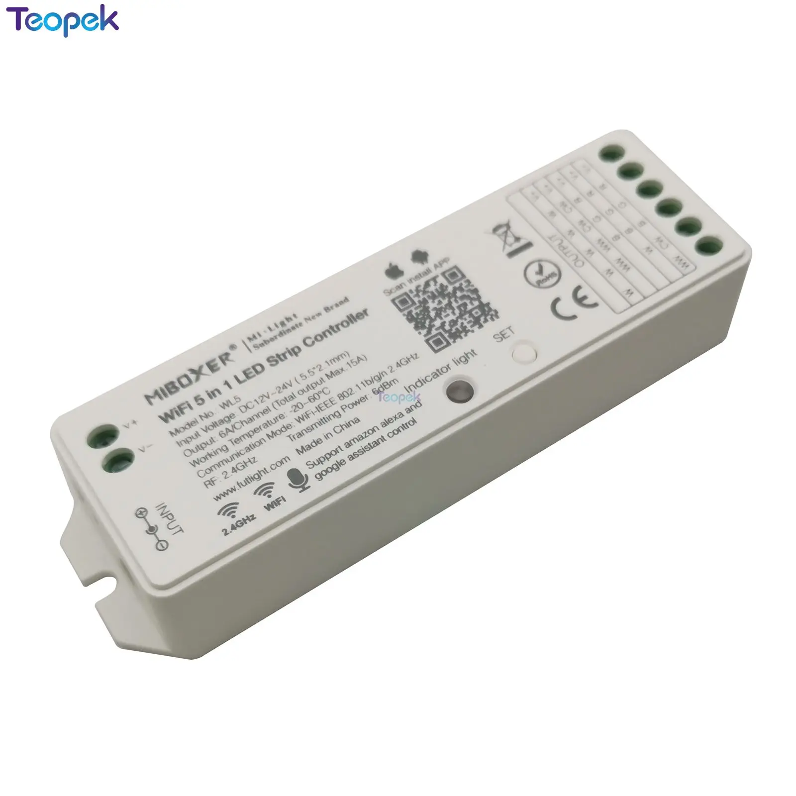 MiBoxer WL5 5 в 1 WiFi светодиодный контроллер для одноцветного CCT RGB RGBW RGB+ CCT Светодиодная лента поддержка Amazon Alexa Goolge Голосовое управление
