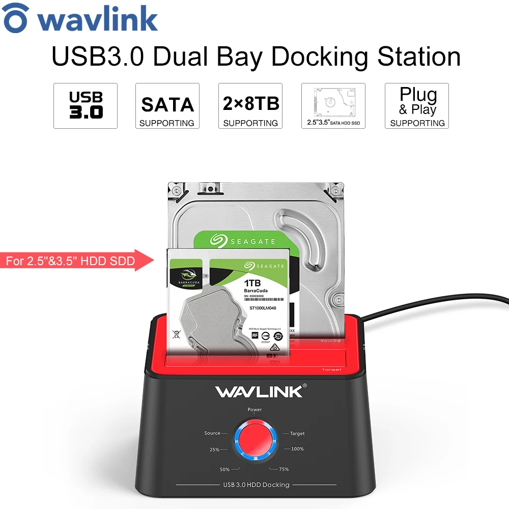USB3.0 на SATA внешний жесткий диск станция Dual Bay 8 ТБ HDD корпус для 3 5 &quot2 5" док офлайн
