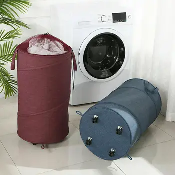 

1PC Foldable Storage Basket Oxford Cloth Waterproof Big Bathroom Dirty Clothing Hamper Organizer with Wheels Laundry Basket
