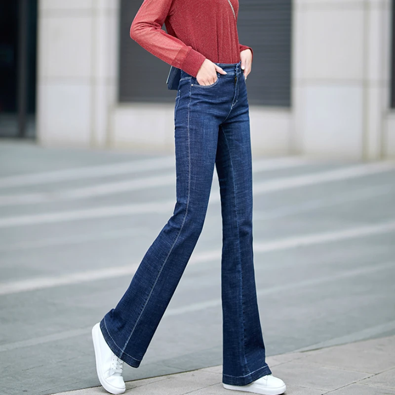 

Plus velvet jeans 2019 new autumn and winter plus size cotton stretch female women girls warm snow wear Flare pants clothing