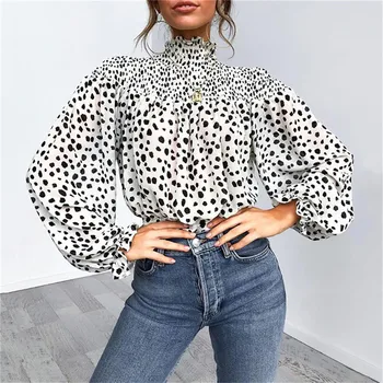 

Hirigin Autumn Vintage Boho Blouse Women Shirt Top Floral Print Long Sleeve Ruffles High Collar Casual High Street Shirt