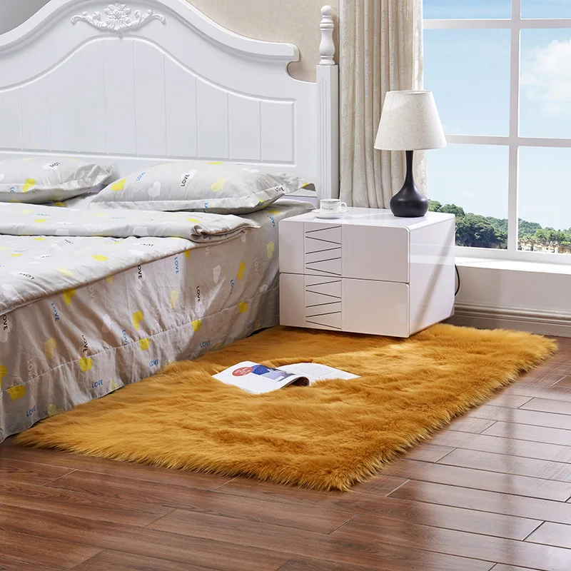 Yellow Camel Коврик для дивана из искусственной шерсти, подушка из цельной шерсти для гостиной, спальни, длинное плюшевое одеяло, детский коврик для детской комнаты, LBSh - Цвет: Yellow Camel