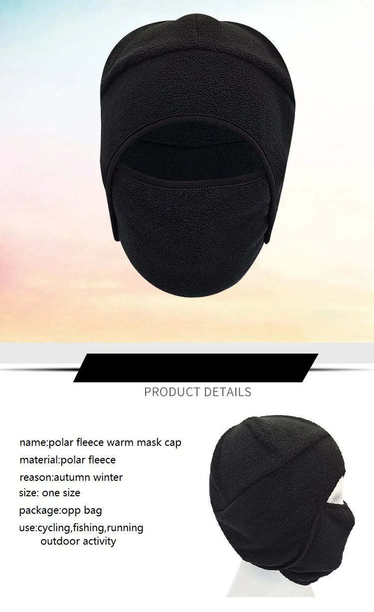 Wholesale Fleece Hat Winter Headwear Balaclava Face Mask Head Cap Warm Beanie Cap
