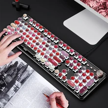 Mechanical Keyboard Metal Backlit Retro Punk USB Wired Blue Switches 104keys Office for Laptop Desktop PC Gamer Game Keyboard