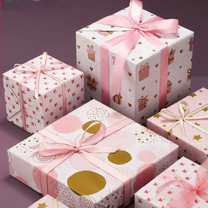 5pcs Christmas Gift Wrapping Paper Diy Gift Box Packaging Papers