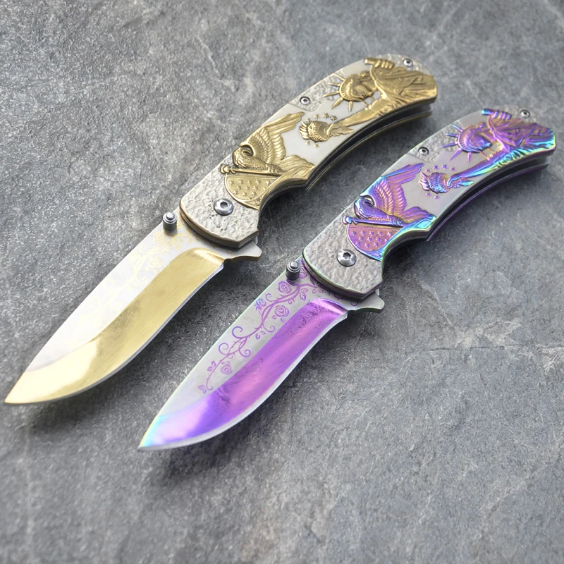 7.8'' 7CR17MOV Blade High Quality hunting knifes camping survival tactical Folding knife north american Straight | Инструменты