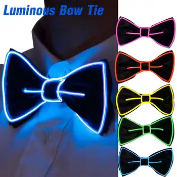 

Halloween Decoration LED Wire Flashing Light Up Bow Tie Luminous Bow Tie Necktie For Men Club Wedding Christmas New Year Party