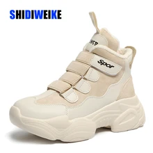 Зимние ботинки на толстой подошве; женские ботинки на липучке; Женские ботинки в Военном Стиле на платформе; теплые зимние женские кроссовки на меху; g750