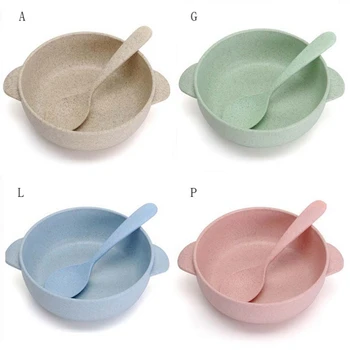 

2pcs/set Baby Feeding Food Tableware Eco-Friendly Toddle Kids Dishes Baby Child Eating Dinnerware Anti-hot Training Bowl+Spoon