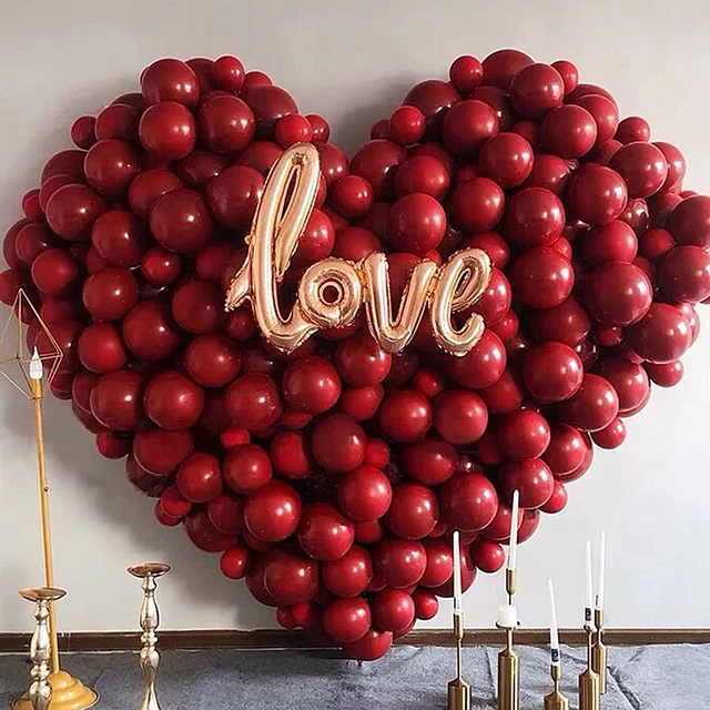 Arco de globos de San Valentín, Kit de guirnalda de globos de pared de  corazón de