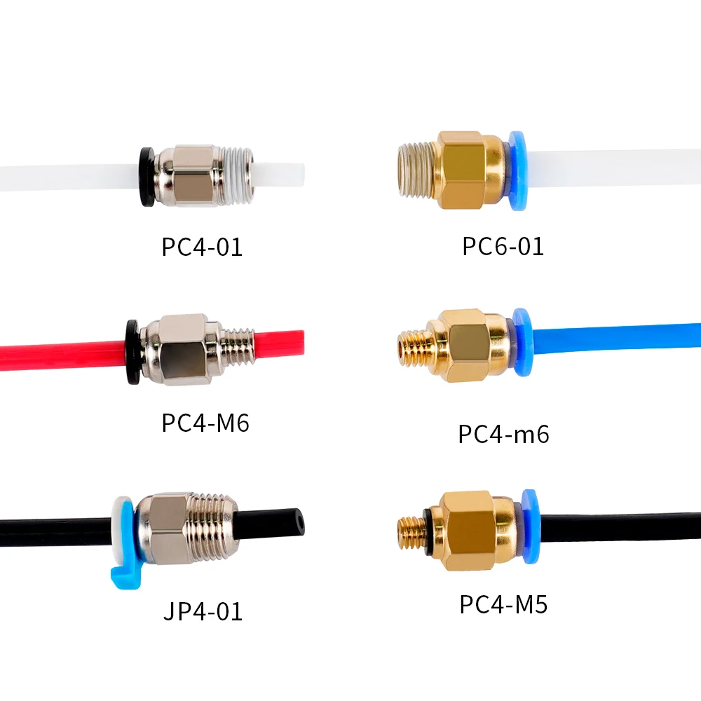 3D 프린터 부품 용 10pcs 공압 커넥터 bowden Quick Jointer 커플러 1.75/3mm 파이프 pc4 m6 m10 피팅 PTFE 튜브 2/4mm