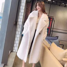 Женское пальто из искусственного меха, элегантное кашемировое пальто, Осень-зима, длинное плюшевое пальто большого размера, теплое Женское пальто