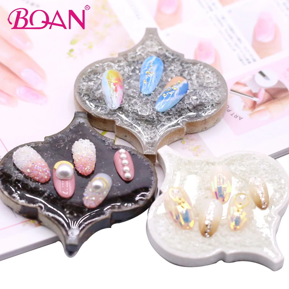 

BQAN 1 Pc Ceramic Nail Art Displays Stand False Nail Practice Display Showing Stand Board Ice Flower Nail Art Plate Tips