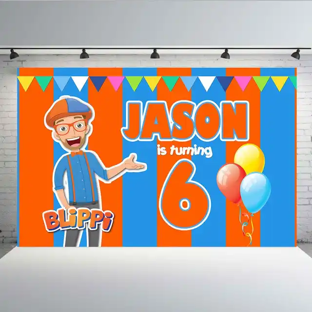 Blippi Youtube Backdrop Backdrop Birthday Banner Party Backdrop