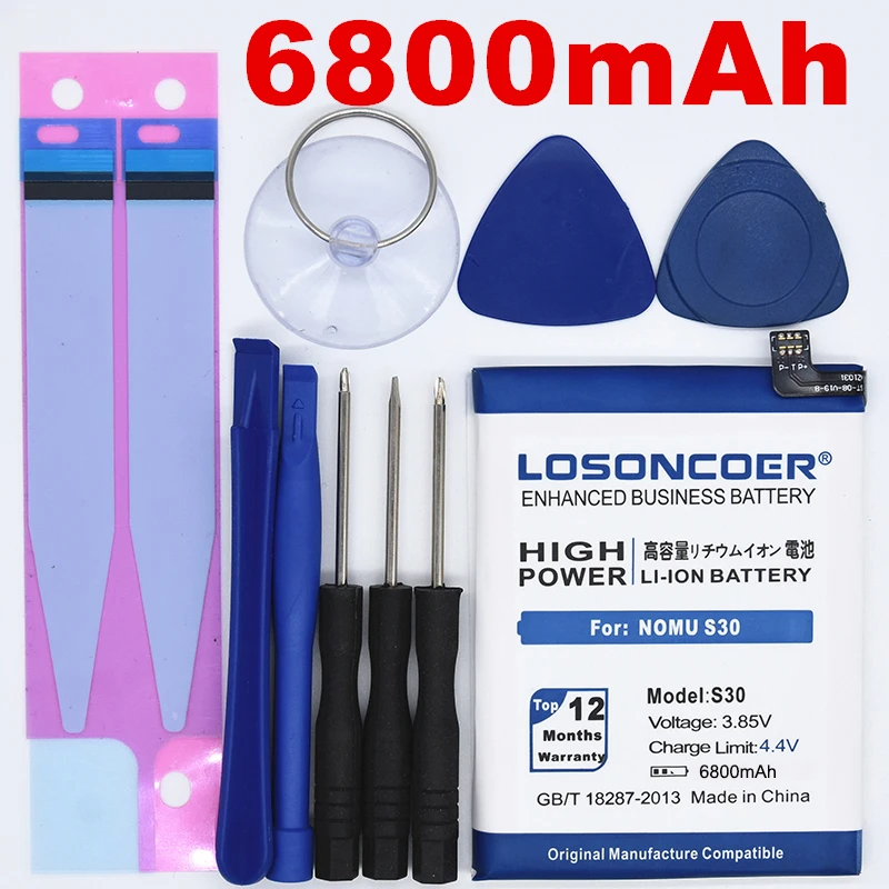 

100% Original LOSONCOER S30 6800mAh Replacement Li-ion Batteries For Nomu S30 Battery In Stock Free tools+Sticker