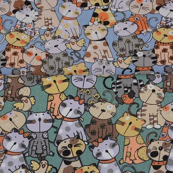 

1 Yard Fortune Cats Printed Canvas Fabric Cotton Cloth DIY Use Textile Collection Japan Style 2 Colors