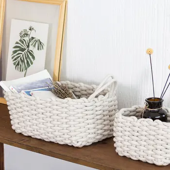 

Nordic Clothes Laundry Basket Thick Cotton Rope Storage Box Baby Toys BOX Storage Basket Desktop Small Organizer