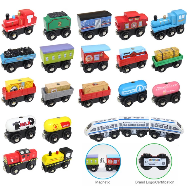 1PCS Magnetic Train Toys Wooden Railway Track Accessories Can Be Connected Variety Wooden Train Toys For Children Gifts 1