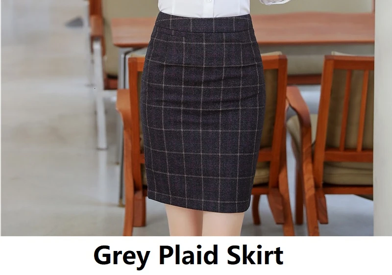 Grey Skirt Высокое качество ткань весна осень для женщин Формальные Деловые костюмы OL стили Профессиональный брючный костюм дамы Офис Рабочая одежда блейзеры - Цвет: Grey Skirt
