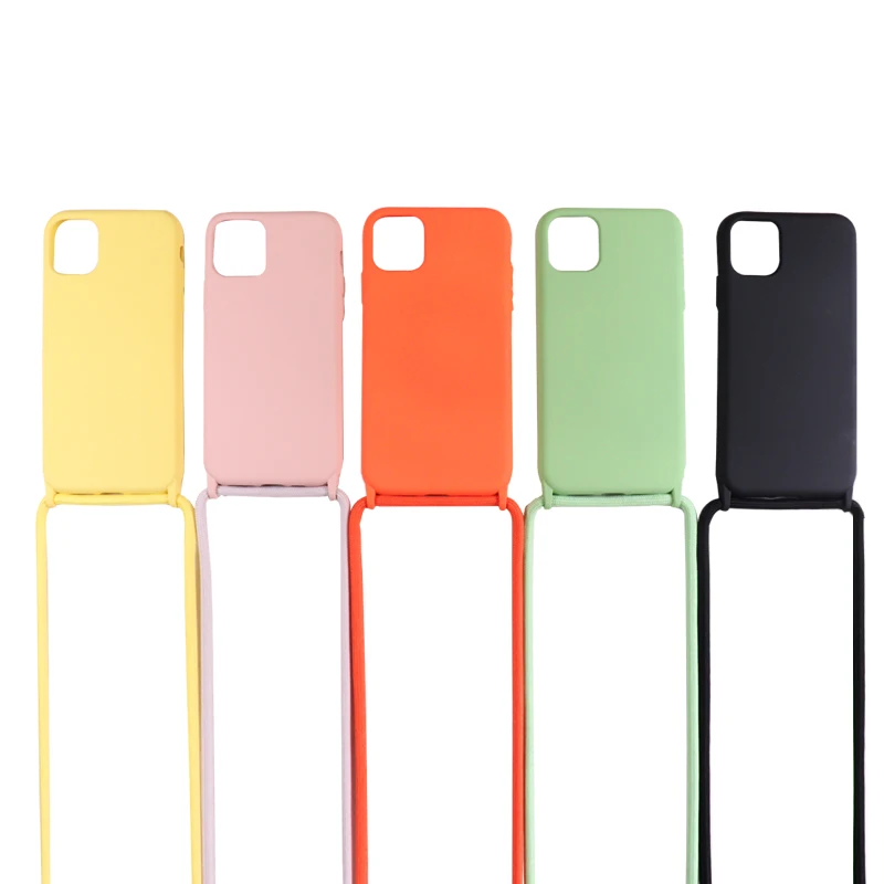 Liquid Silicone Phone Case For iPhone 11 Pro Max 6 7 8p X XR XS SE2020 Crossbody Necklace Strap Soft Flocking Cover with Lanyard Liquid Silicone Phone Case For iPhone 11 Pro Max 6 7 8p X XR XS SE2020 Crossbody Necklace Strap Soft Flocking Cover with Lanyard