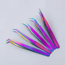 5 шт./компл. изогнутые прямые пинцеты радужные ресницы наращивание ногтей Декор Пикер мертвой кожи средство для снятия маникюра инструменты для макияжа и ухода за ногтями