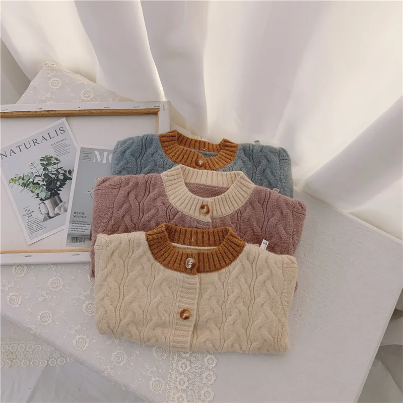 New Cotton Kids Cardigan Boys Girls Children's Knit Cardigan Sweaters Autumn Winter Thicken Kids Knitwear Coats LZ298