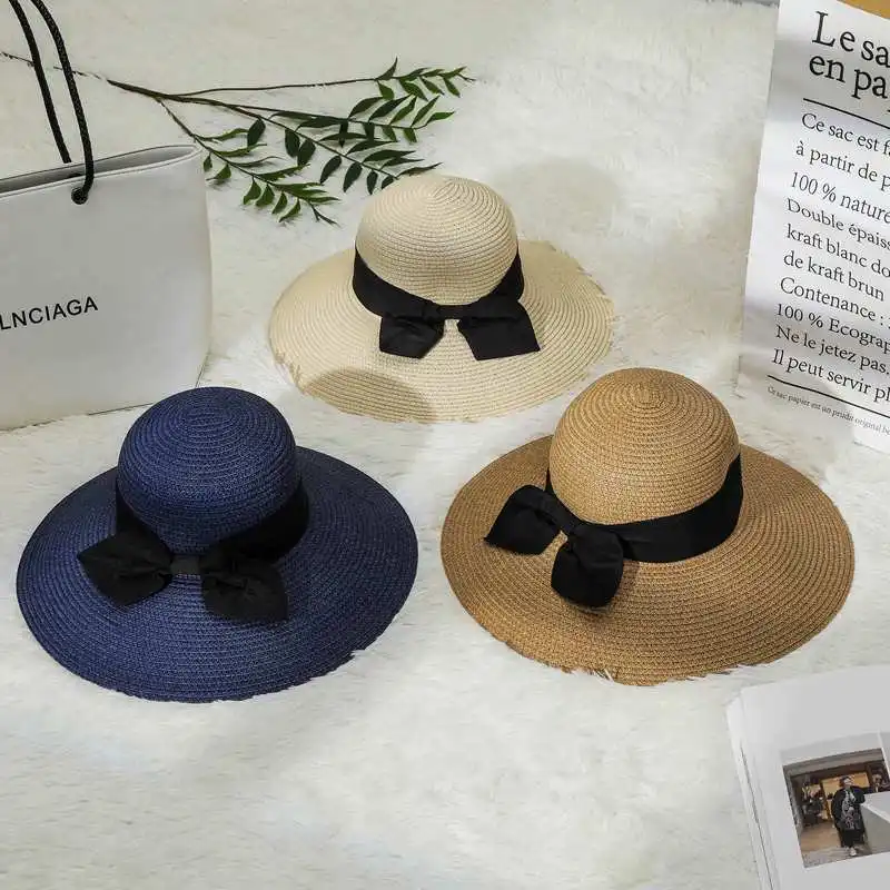 

Spring And Summer Hat Men's Women's New Style Korean-style Big Butterfly Pendant Beach Topee Big Brim Holiday Casual Straw Hat
