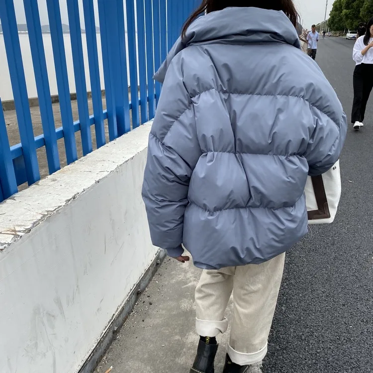 CamKemsey Winter Coats Women Fashion Big Pockets Stand Collar Thick Warm Down Cotton Padded Loose Winter Parkas Coats