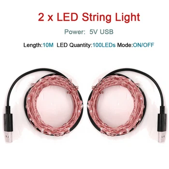 

2 pcs/lot USB LED Twinkle Fairy String Light, 10m Copper Wire Fairy Lights for Festival Christmas Wedding Party Patio Decoration
