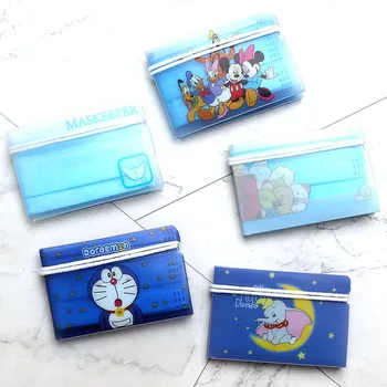 

5Pcs Cartoon Portable Plastic Mask Clips Disposable Face Mask Storage Case Container Foldable Mask Holder Recycling Mask Storage