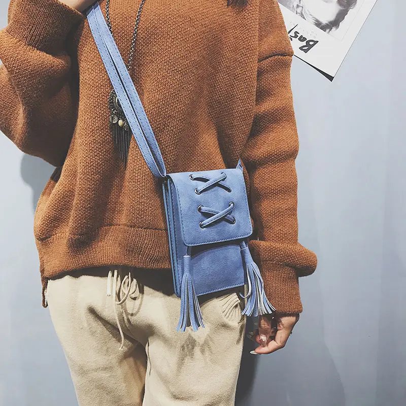 Mini Messenger Bag Cross Strap Tassel Vertical Bag Cover Mobile Phone Zero Wallet Fashion Versatile Single Shoulder Bag Women's