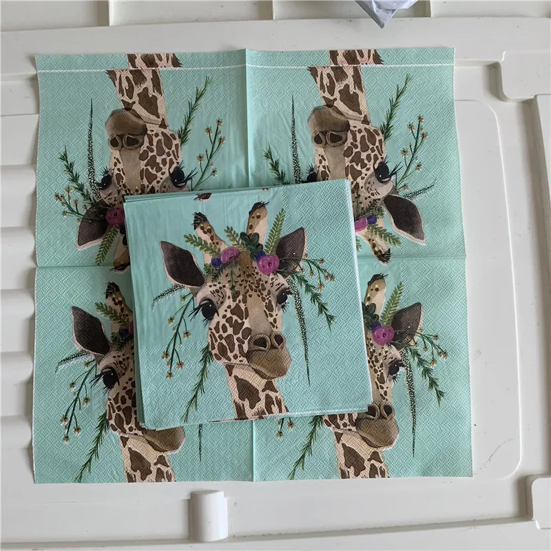Декупаж Свадебные servilletas в винтажном стиле салфетки бумажные элегантная тканевая зеленый жираф день рождения красивое полотенце Декор 20 3-слойные фанерные