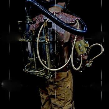 شراء ريترو بار ملهى ليلي أداء زي المرحلة تظهر الرجال المغني DJ Steampunk درع أقنعة المدخن صانع