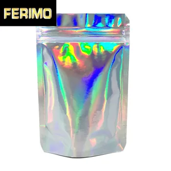 

Clear Plastic Stand Up Package Bags Glittery Aluminum Foil Self Sealable Zipper Bag Pouches Food Snack Storage Bags Smell Proof