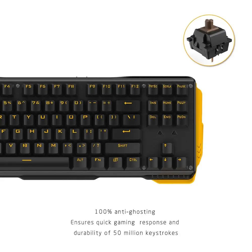 Механическая игровая клавиатура James Donkey с 87 клавишами OUTEUM проводная USB Желтой