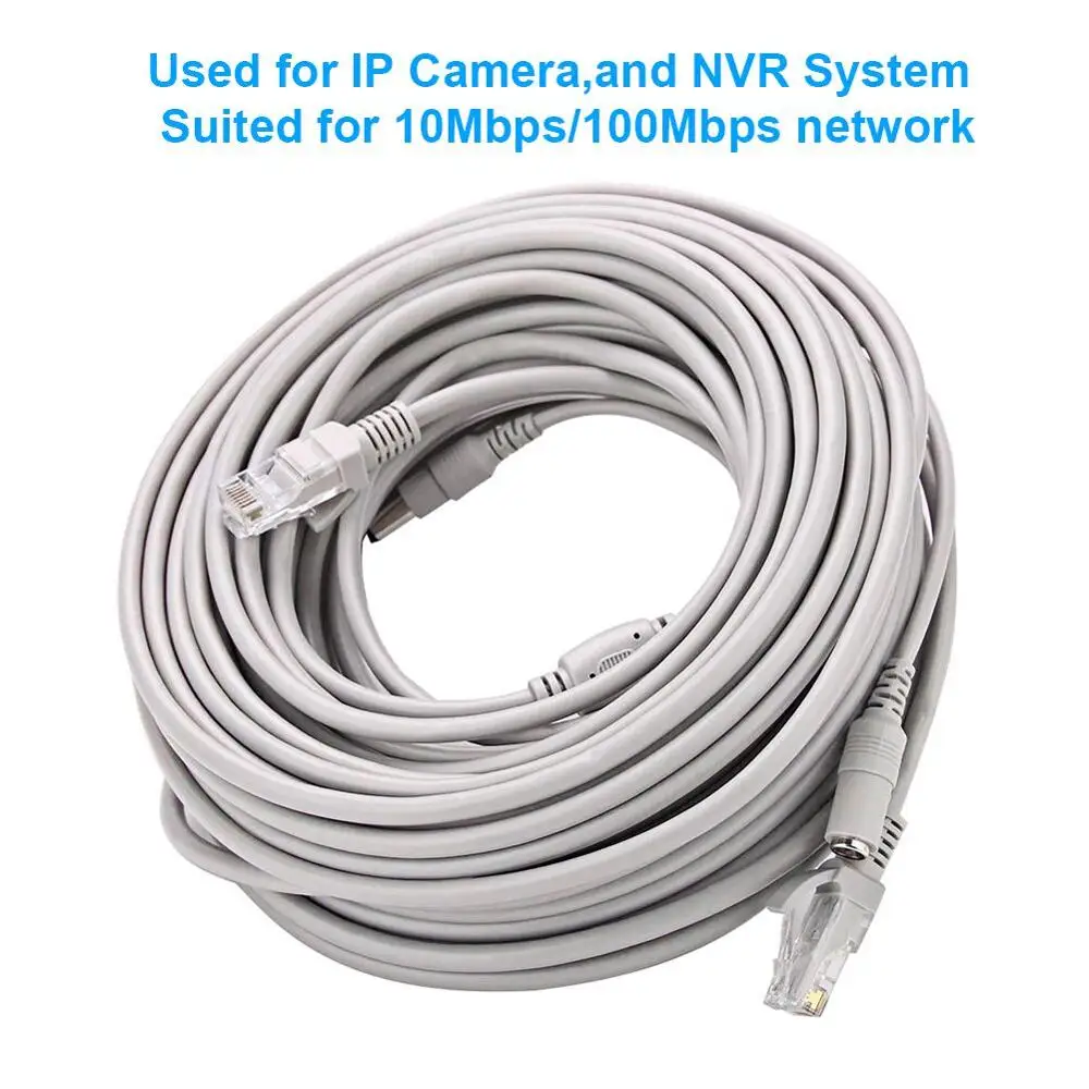 Cable RJ45 and DC Power CCTV Network Lan Cable 5M/10M/15M/20M/30M Optional Gray CAT5/CAT-5e Ethernet For security system