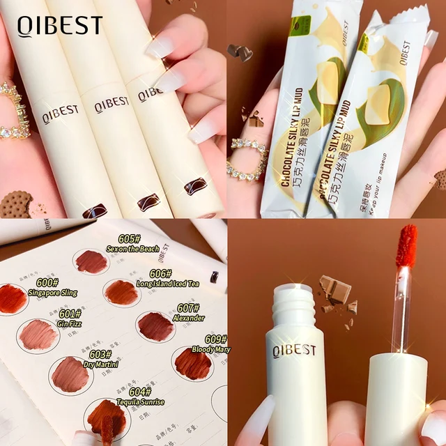 QIBEST Lip Gloss 8 Colors Nude Matte Chocolate Lipstick Waterproof Long Lasting Women Red Lip Tint Velvet Lip Glaze Cosmetics 2