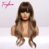 Perruque synthétique longue avec frange LANA ombré, noire et brune, coiffure ondulée naturelle pour femmes, en Fiber résistante à la chaleur pour fête Cosplay ► Photo 2/6