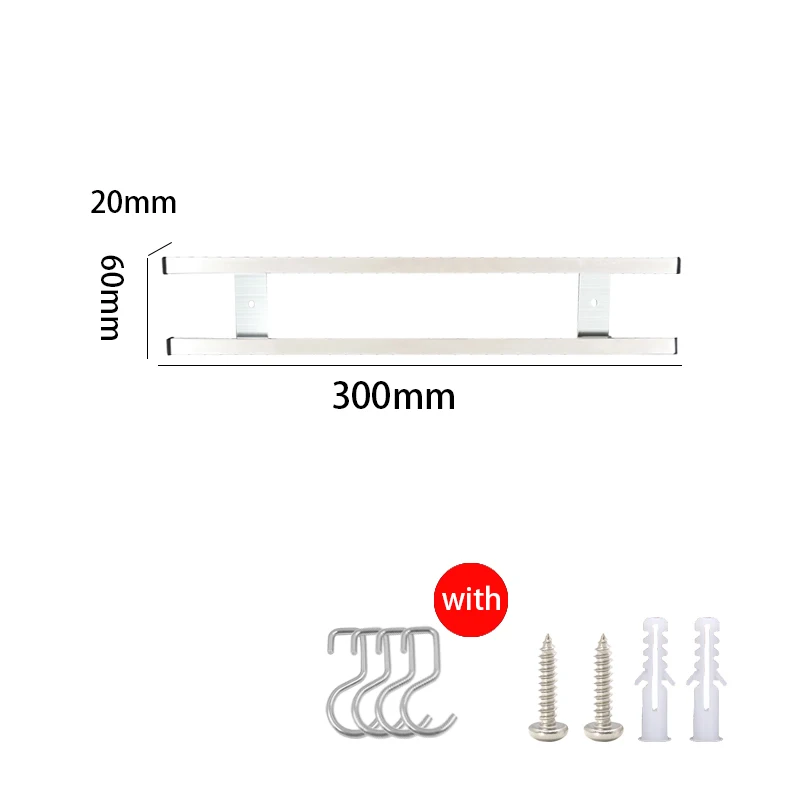 Мощный магнитный держатель для кухонных ножей из нержавеющей стали 304, настенный магнитный держатель для ножей с крюком - Цвет: 300mm and 4 hooks
