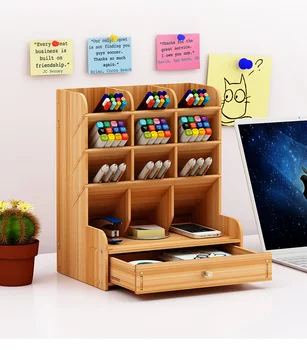 

Multi-function Wood 13 Grids Desktop Stand Holder Cosmetic Brush Storage Box For Pencil Pen Cosmetic Brush Jewelry Display Rack