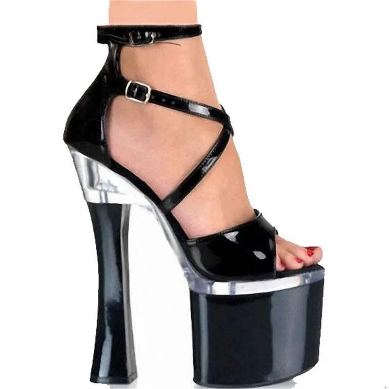 

Newest Sexy Ankle-Strap Fashion Supermodel Catwalk Ultra 18CM High-Heeled Shoes Nightclub Sexy 7 Inch Performance / Model Shoes