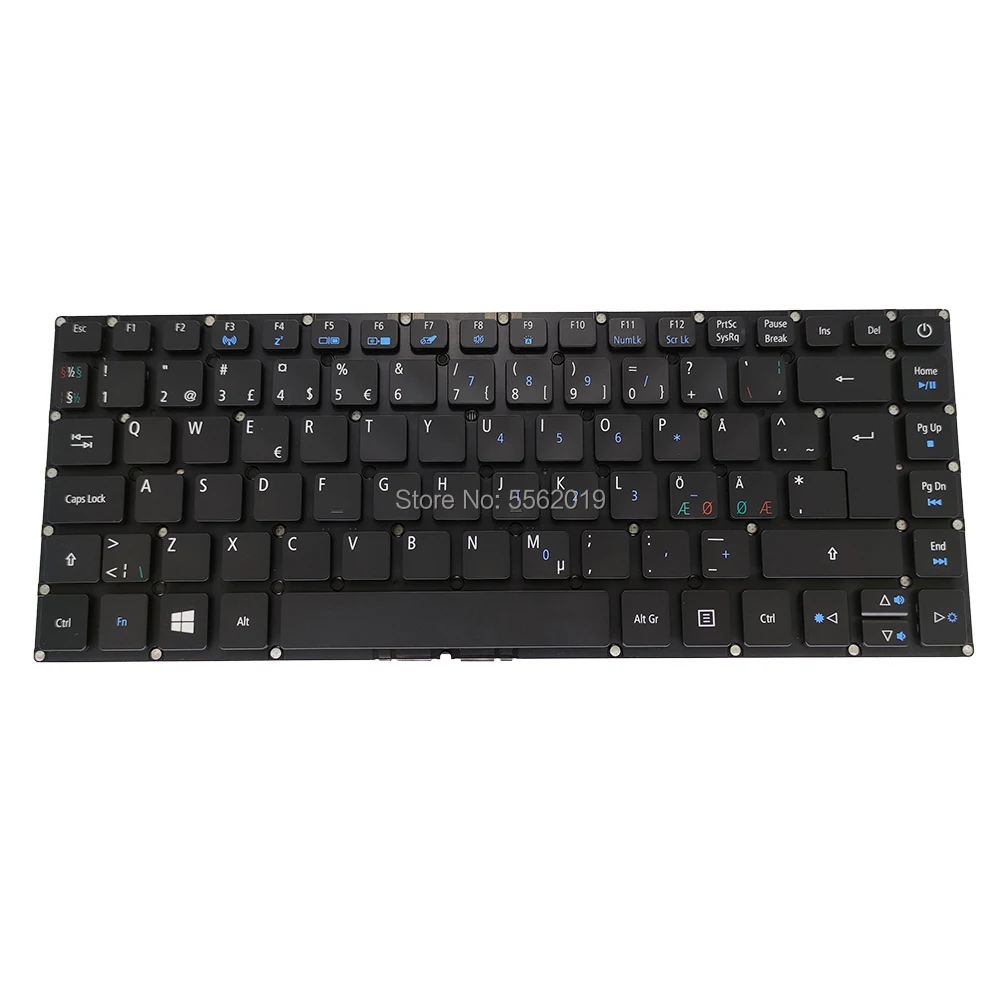 

OVY NE Backlit keyboard for Acer Aspire E5 473 E5-422 E5-432 black Replacement keyboards Norway blue keys backlight sale