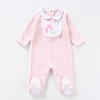 

Baby rompers long sleeves children clothing baby newborn overalls kids boy girl clothes baby jumpsuit with baby bib baby footies